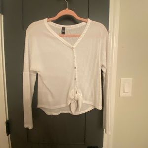 White sweater with buttons